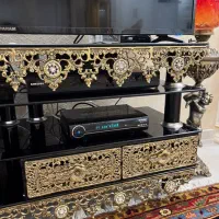 میز تلویزیون برنز اصل آنتیک قدیمی دوعدد کشودوطبقه