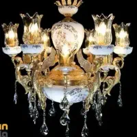 لوستر برنز فرشته ۶ شاخه اصل و سنگین.کیفیت خوب