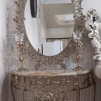 بوفه و اینه شمعدان برنجی