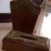 ست سطل ودستمال چوبی کارشده با برنز