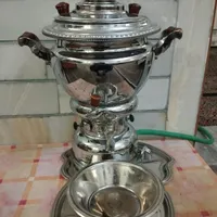 سماور گازی 6 لیتری نو به همراه کاسه و سینی|سماور، چای‌ساز، قهوه‌ساز|کرمان, |دیوار