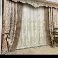 والان پرده دکوری مخمل پتینه توسی طلایی ترک