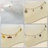 پابند آویزدار طلایی نقره ای پرکار شیک و مجلسی