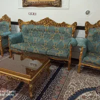 سرویس مبلمان ۹ نفره استیل با جلومبلی و میز عسلی|مبلمان خانگی و میز عسلی|کنگاور, |دیوار