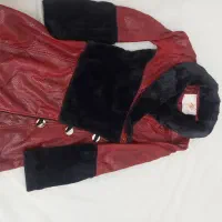 پالتو سایز ۳۶ رنگ آلبالویی چرم