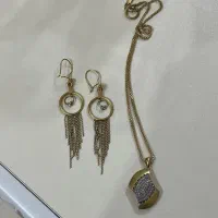 گوشواره و پلاک زنجیر طلا