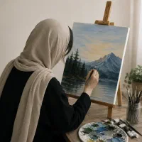 نقاشی گواش و اکلریک  طراحی چهره با خودکار