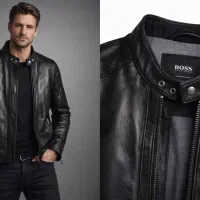 کاپشن چرم هوگو باس HUGO BOSS اصل