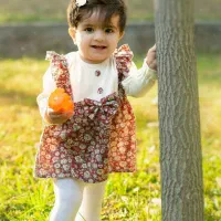 پیراهن گلدار پاپیون یلدایی