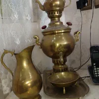 سماور ذغالی همراه با قوری و پارچ