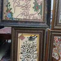 ۴عدد تابلوفرش دستبافت دست باف گل ابریشم با قاب نو|تابلو فرش|اندیشه, اندیشه فاز ۵|دیوار