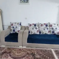 فروش مبل 7نفره رنگ کرم آبی پر طرفدار