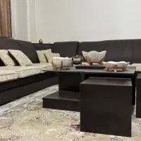 مبل ال هفت نفره و میز وسط کاملا سالم|مبلمان خانگی و میز عسلی|تهران, سازمان آب|دیوار