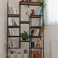 قفسه کتاب و دکور از جنس فلز وچوب ترمو