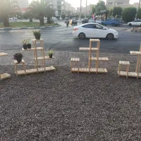 استند گلدان چوبی و فلز و چوب