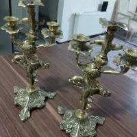 یک جفت شمعدان فرشته  برنز
