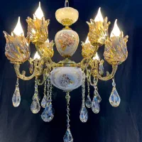 لوستراسکای ملودی8شعله برنج سرامیکی با سرپیچei87/۹۹|لوستر و چراغ آویز|تهران, نعمت‌آباد|دیوار