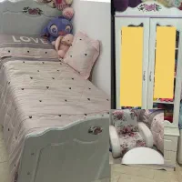 تخت نوجوان همراه با کمد ومبل|تخت و صندلی بچه|نور, |دیوار