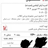 ۲ عدد بلیط vip کنسرت آرمان گرشاسبی|بلیت کنسرت|تهران, زعفرانیه|دیوار