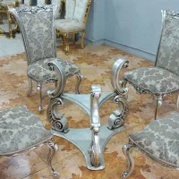 نهارخوری۴نفره سیلور نقره ای درحد چوب سلطنتی استیل