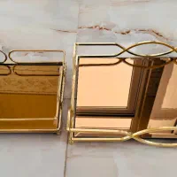 دو عدد سینی پذیرایی کف آینه ای سایز بزرگ و متوسط