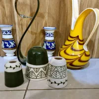 دکوری قو شیشه ای گلدان ابگینه زرد ست سرامیکی سبز