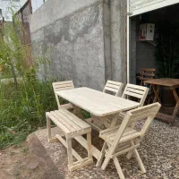 نیمکتی میز و صندلی ثابت کافی شاپ باغی T003|میز و صندلی غذاخوری|رشت, جانبازان|دیوار