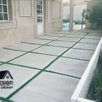 طراحی و اجرای لنداسکیپ ویلا آب بندی استخر جدول بتن