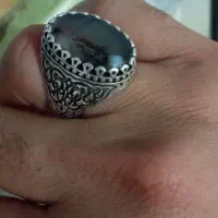 انگشتر نقره قدیمی با نگین شجر زنده