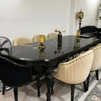 میز ناهار خوری ۸ نفره مدل کریستال و آینه کنسول