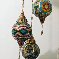 لوستر شیشه ای و چوبی