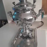 سماور گازی ۷و نیم لیتری زر افشان با زیری و کاسه