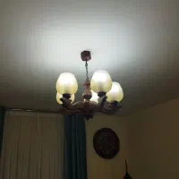 دوعددلوستر اویز پنج شعله چوبی