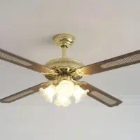 پنکه سقفی چوبی 4 پره لوستر دار کاملا سالم