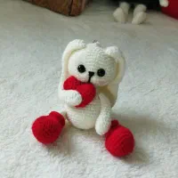 عروسک بافتنی ولنتاین خرس آویز
