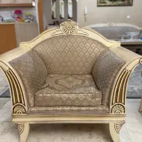 ست مبلمان نیمه استیل و میز ناهار خوری چوب گردو