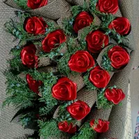 گل رز روبانی  دسته گل عروس شاخه گل کادویی هدیه|گل مصنوعی|مشهد, گاز|دیوار