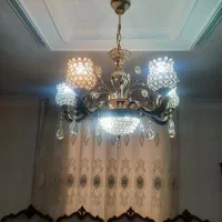 لوستر پنج شاخه برنجی|لوستر و چراغ آویز|الوند, |دیوار