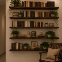 شوفاژ شلف دیواری چوبی پایه منفی کودک کتابخانه