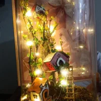 ماکت چراغ دار شیشه ای بهاری لاکچری مناسب ولن تاین