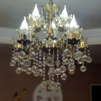 لوستر پنج شاخه ده شعله برنج اصل|لوستر و چراغ آویز|تهران, خزانه|دیوار