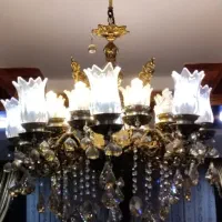 دو عدد لوستر تمام برنز درحد نو با گوشواره شامپاین