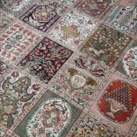 فرش ابریشم خشتی گلستان ۶ متری