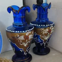 چراغ گرد سوز و گلدون قدیمی|کلکسیون اشیاء عتیقه|بروجرد, |دیوار