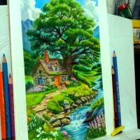 آموزش نقاشی مداد رنگی|خدمات آموزشی|قزوین, |دیوار