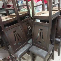 میز ناهار خوری ۸ نفره ام دی اف قهوه ای(در حد نو)