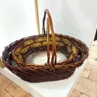 سبد چوبی حصیری خنچه حکاکی کدو هنودانه