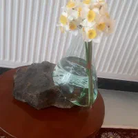 گلدون شیشه ای وپای سنگی