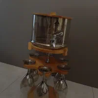 کلمن بار شیشه ای با پایه گردان چوبی|ظروف سرو و پذیرایی|تنکابن, |دیوار