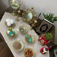 هفت سین برنزی همراه آینه شمعدان